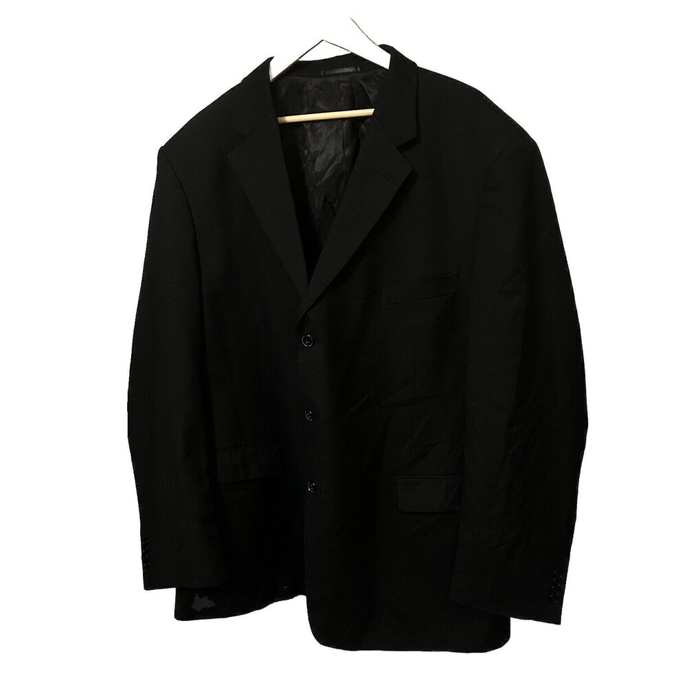 Studio Milano Italy Suit Jacket Men's 54R Black Sport Coat Blazer Super 140 Wool